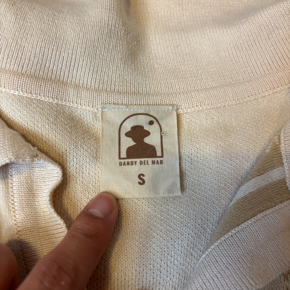 Dandy Del Mar Cream Snowflake Stripe Knit Polo Mens S Resortwear - Picture 3 of 7